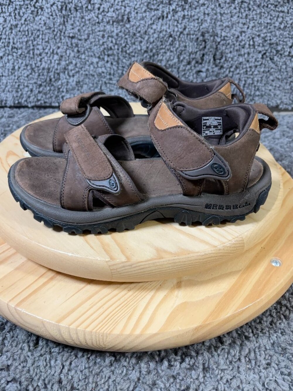 Merrell Strider IV Hiking Sandals Mens Size 7 Brown Leather Outdoor Trail Shoes